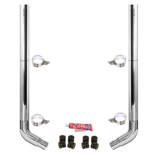 BESTfit 8-5 X 108 Inch Chrome Exhaust Kit W/  Flat Top Top Stack  OE Style Elbows  Peterbilt (2005-Newer) 55 Inch Standard Spool Non-Unibilt