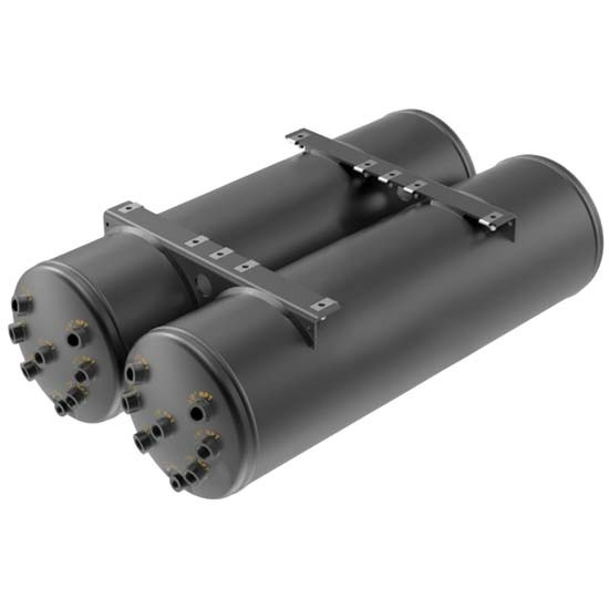 BESTfit Black Steel Twin Single Chamber Air Tanks- 9.625 OD X 34.5 Inch - 9 Ports For Kenworth