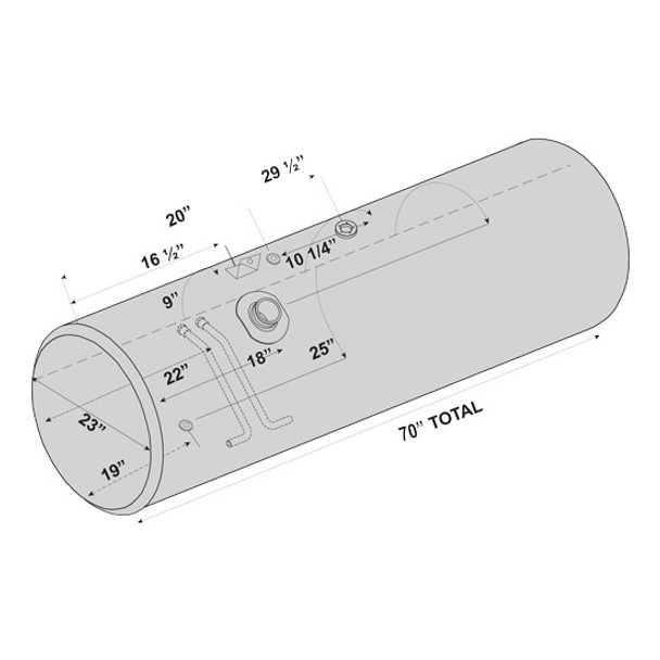 BESTfit Aluminum Fuel Tank 120 Gallon 23 X 70 Inch-  Front Fill- Driver Side For Freightliner