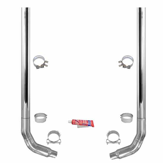BESTfit 8 X 96 Inch Flat Top Exhaust Kit W/ M66-1270 or M66-3209 Elbow For Kenworth W900B/W900L AeroCab With 40 Inch Steps