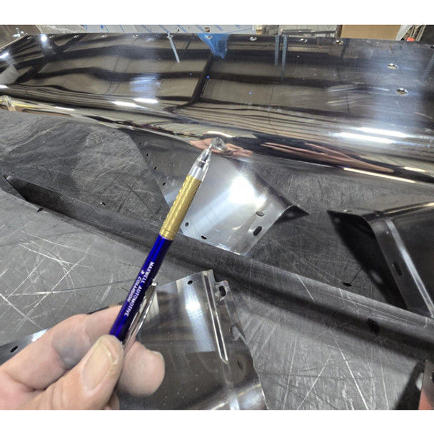 BLEMISHED: Peterbilt 379 127 BBC Extended Hood Economy Grille Surround Kit Stainless Steel By BESTfit -- -ZB10001945