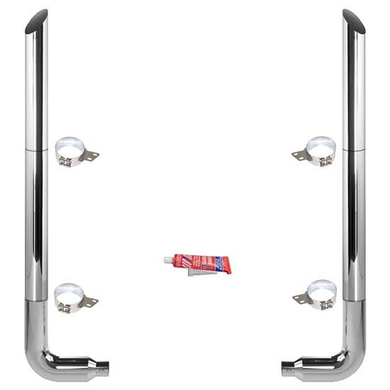 BESTfit 8-5 X 96 Inch Chrome Exhaust Kit W/ Miter Stacks & Long Drop Elbows