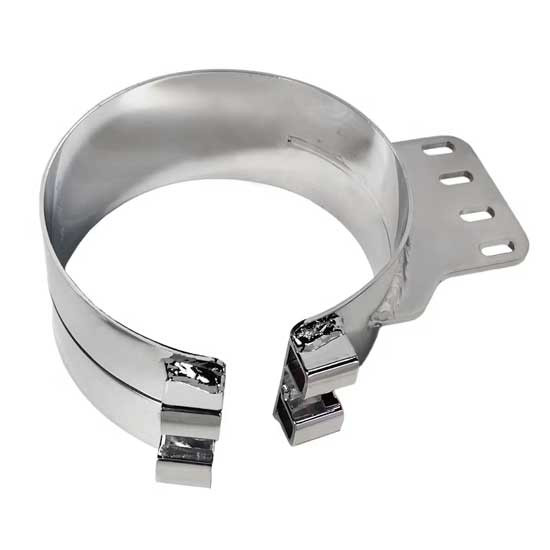 BESTfit 7 Inch Chrome Plated Steel Exhaust Clamp W/ 4-Bolt Mount Bracket For Kenworth T600, T800 & W900L/B Non-AeroCab