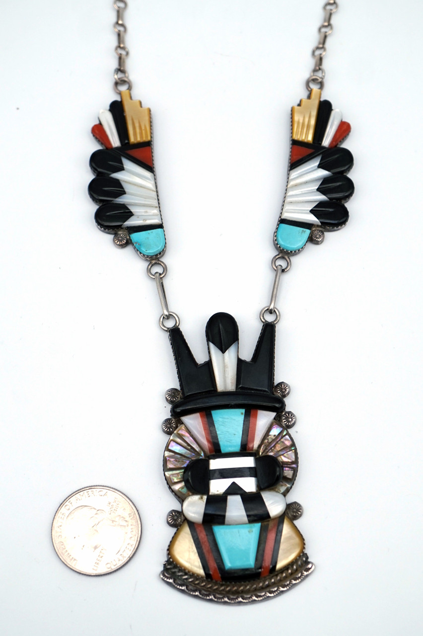 Vintage Zuni Inlay Necklace Andrew Dewa Antelope Native American