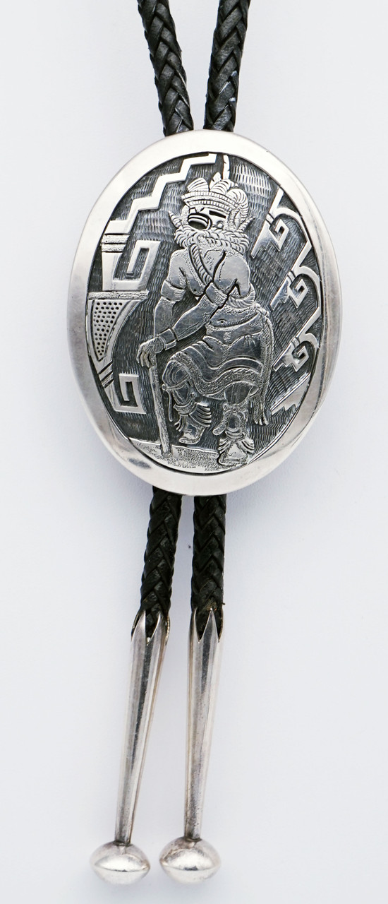 Vintage Native American Bolo Tie Hopi Sterling Silver