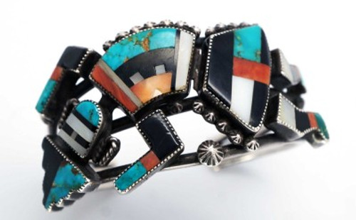 Vintage Zuni Inlay Rainbow Man Bracelet ingot Silver Lambert Homer Sr 1930's/40 Vintage Zuni Inlay Rainbow Man Bracelet ingot Silver Lambert Homer Sr 1930's/40