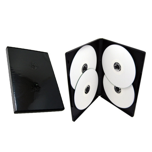 Maxtek Black Quad 4 Disc DVD Cases with Outter Clear Sleeve