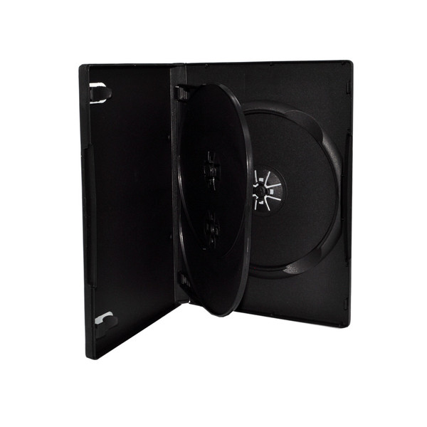 Maxtek Black Triple 3 Disc DVD Cases with Outter Clear Sleeve