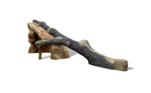 Timber! Natural looking log fallen on a rock playground climber