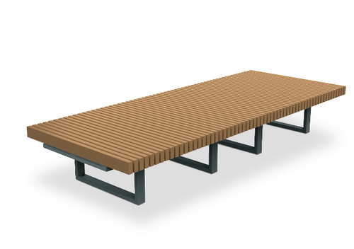 Infinity 4' x 10' Linear Recycled Plastic Flat Bench, Powder Coat Frame Finish