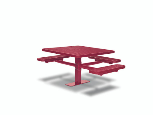 46 inch Square Pedestal ADA Accessible Picnic Table with 3 Seats – Basic Frame – Signature Collection – Inground or Surface Mount