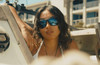Ombraz Azzurro Armless Sunglasses Charcoal w/Grey with Blue Mirror