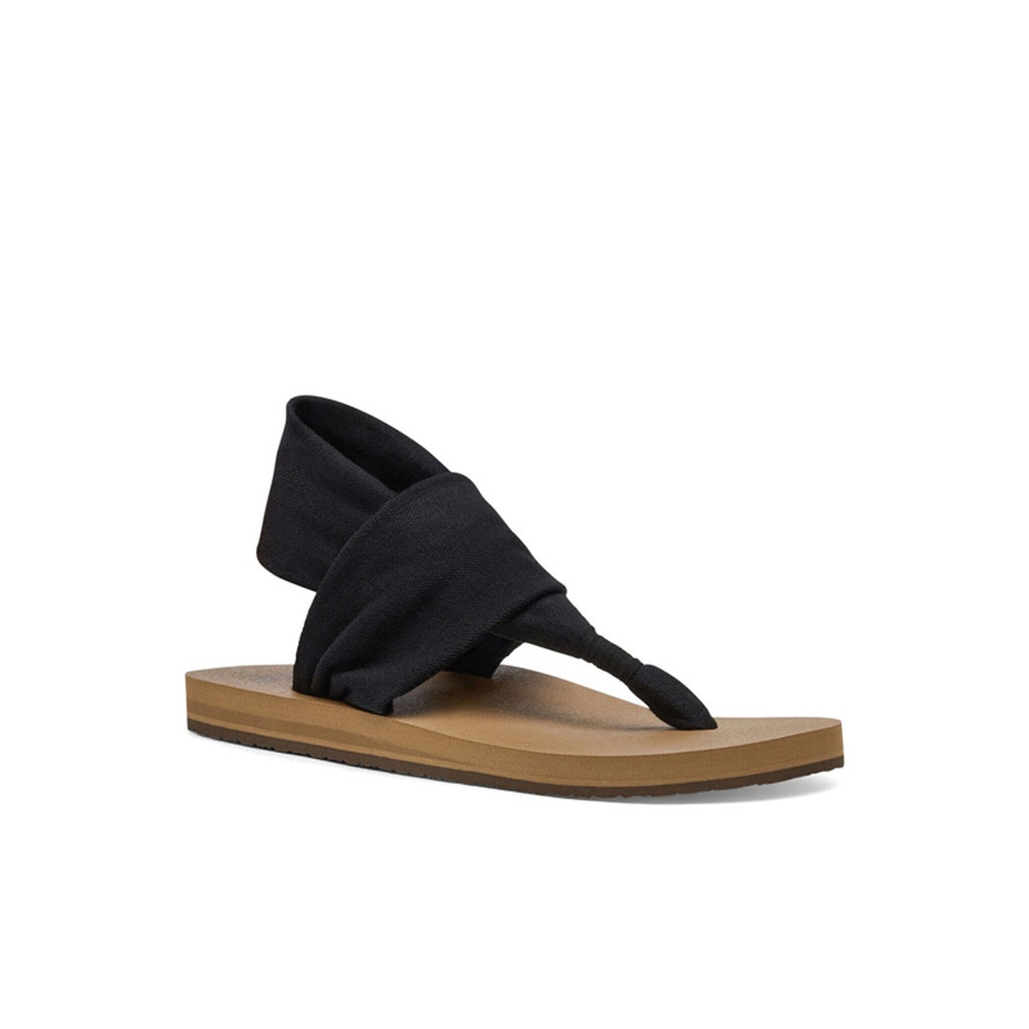 Sanuk Yoga Sling Sandals Size 9 Women's Solid Black Strappy Flip