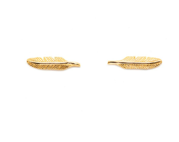 Bronwen Tiny Charm Post Earrings-Feather Gold