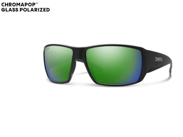 Smith Guide's Choice Sunglasses-Mat Blk/ChromaPop Glass Polarized Green Mirror
