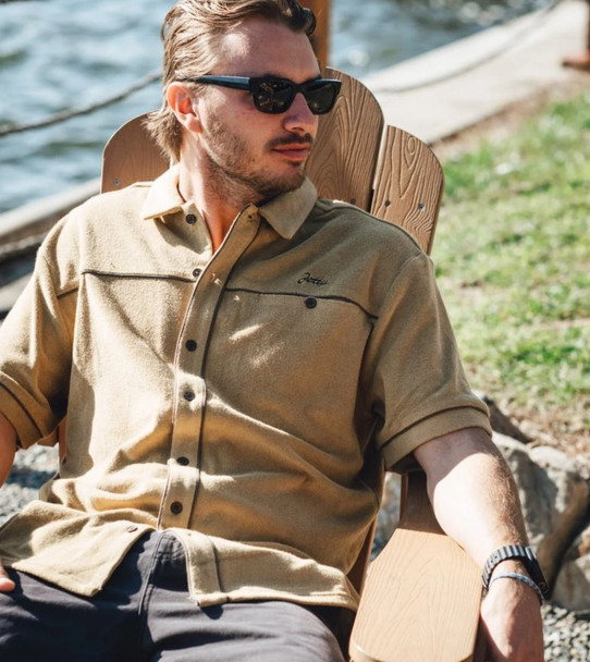 Jetty Men's Barnegat Terry Short Sleeve Button Down Shirt