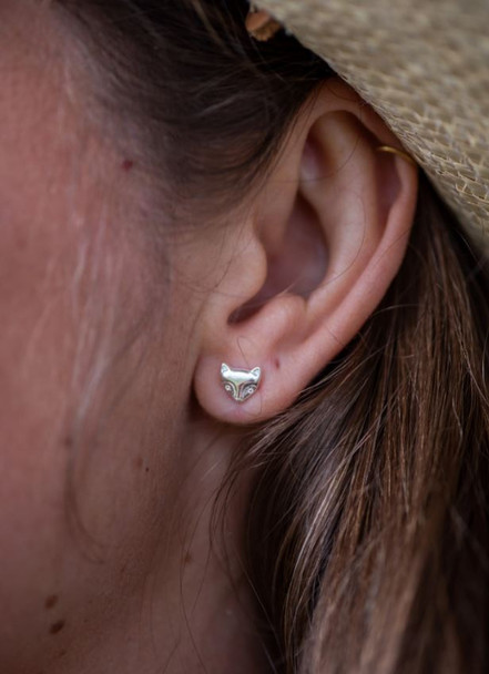 Bronwen Tiny Charm Post Earrings-Fox Silver