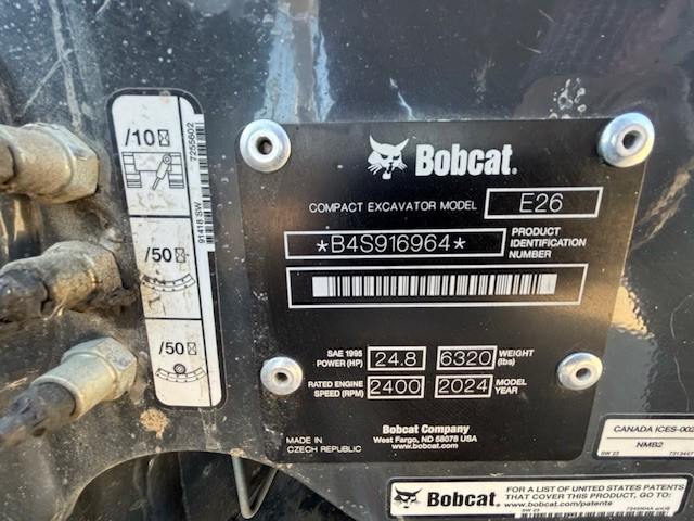 2024 Bobcat E26 Compact Excavator-DS11496
