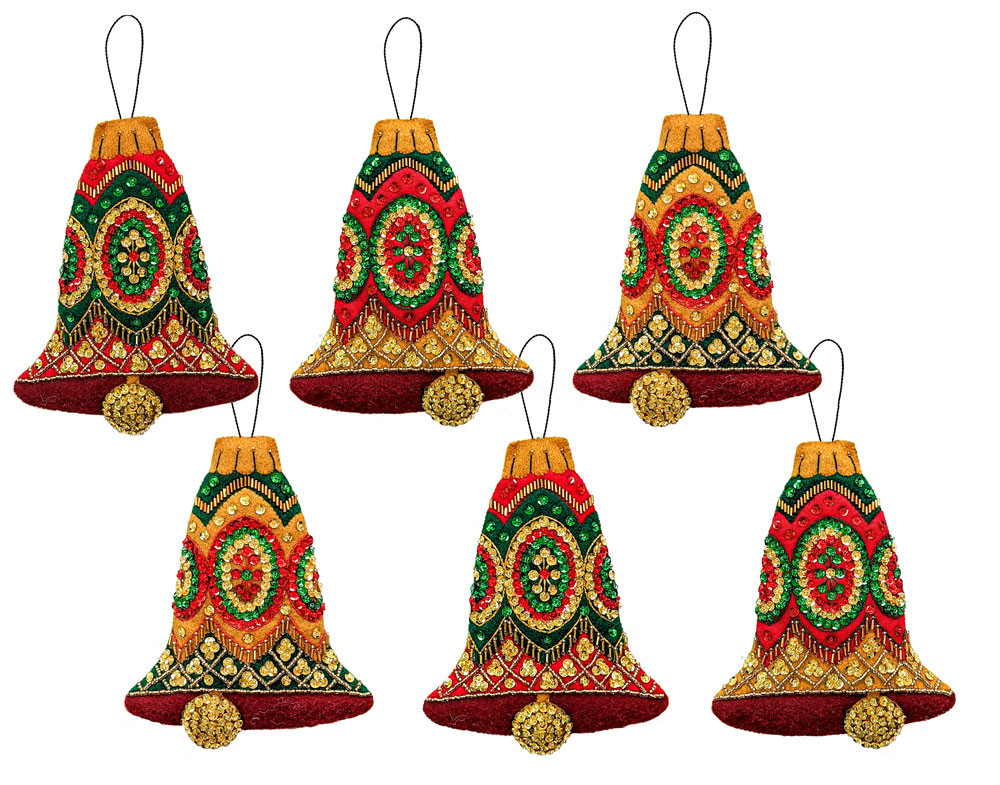 Christmas Bells JUMBO Felt Ornament Kit (Set of 6)