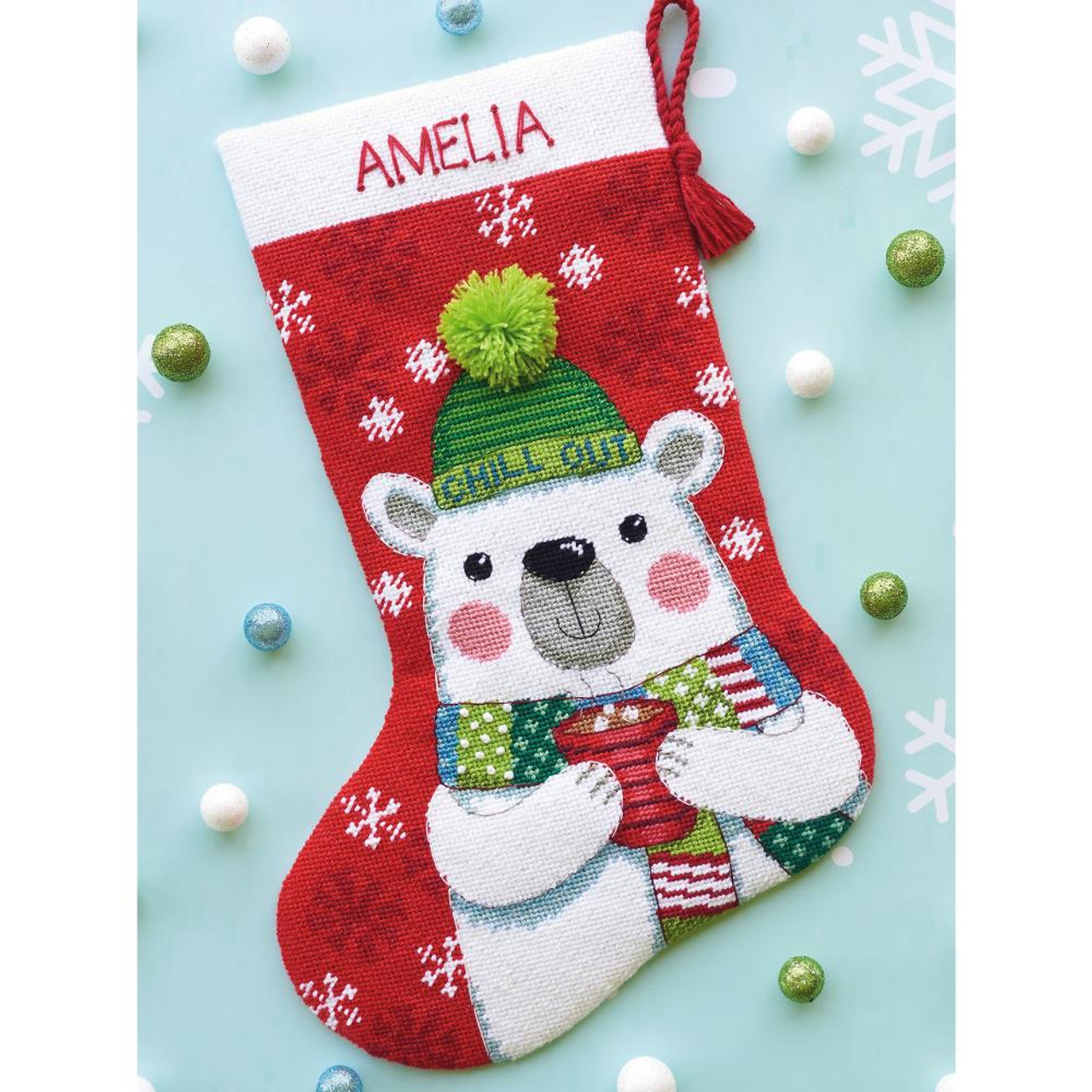 Seasonal Snowman Needlepoint Christmas Stocking Kit