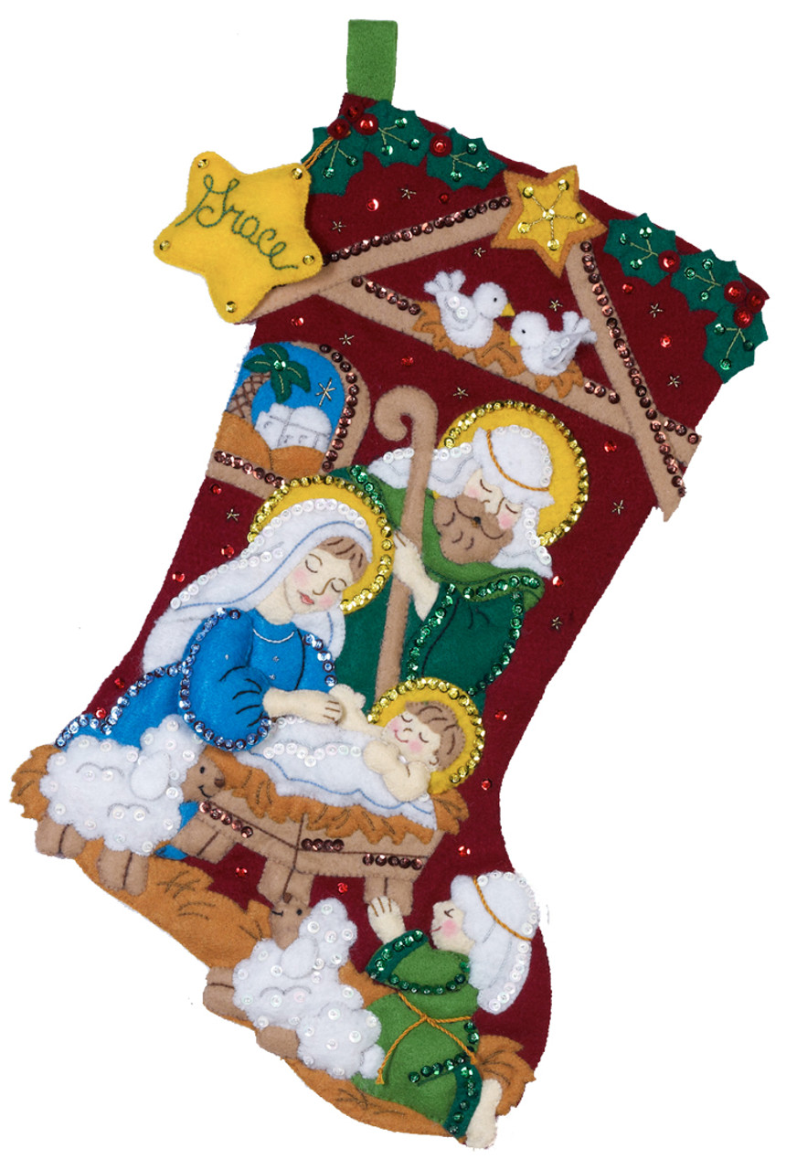 Bucilla Nativity Baby ~ 18 Felt Christmas Stocking Kit #86170, Jesus,  Manger DIY