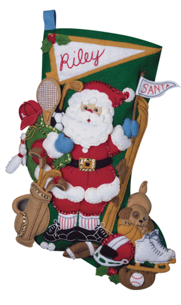 Bucilla Felt Applique Christmas Stocking Kit: Sports Santa Claus