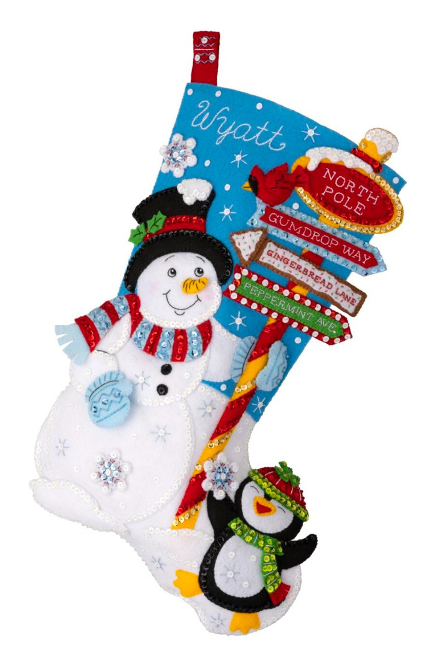 Bucilla Snowman's Winter Christmas Stocking - Felt Applique Kit