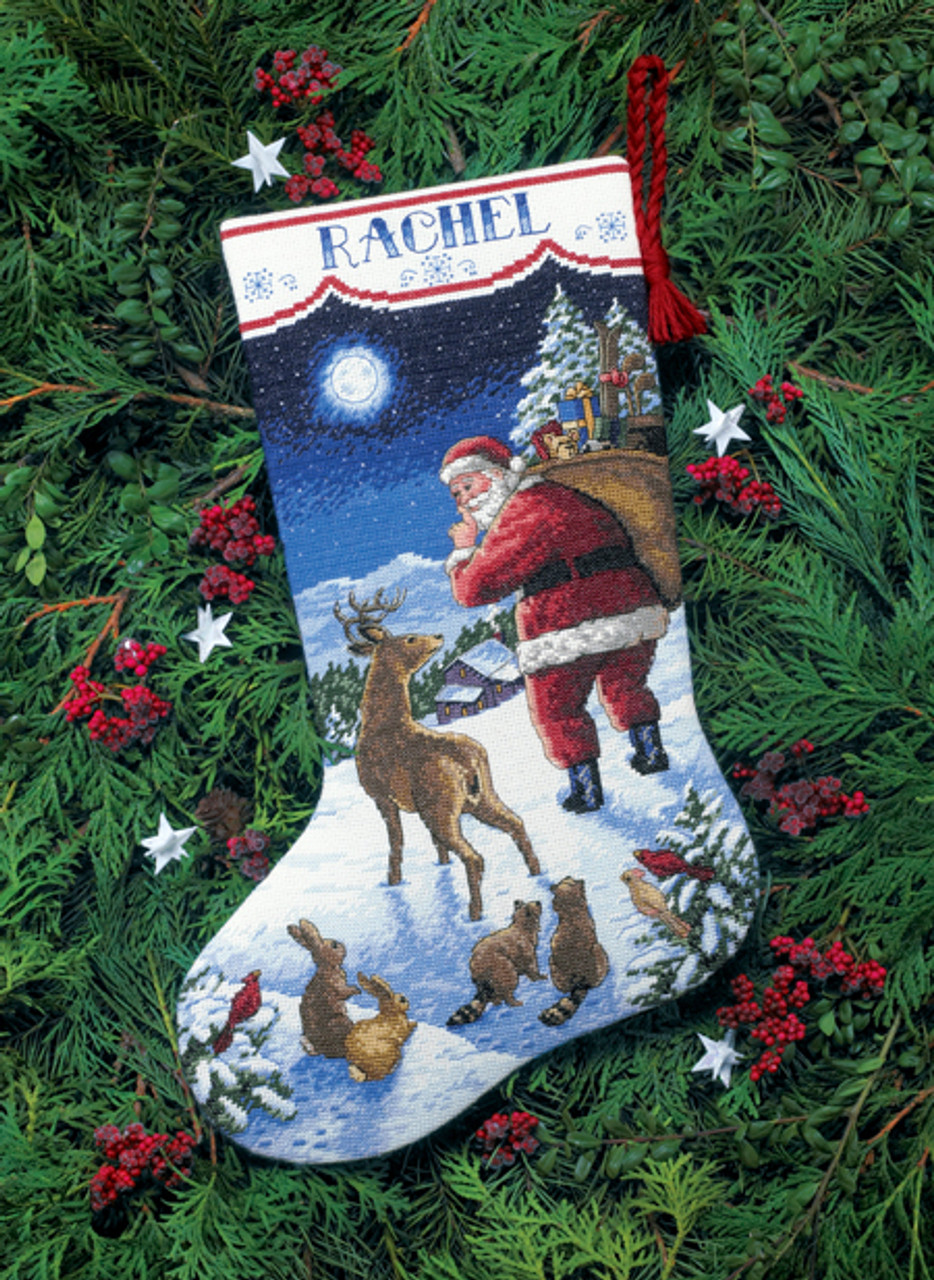 Dimensions Gold Collection Santa's Flight Stocking Counted Cross Stitch-16 Long 16 Count