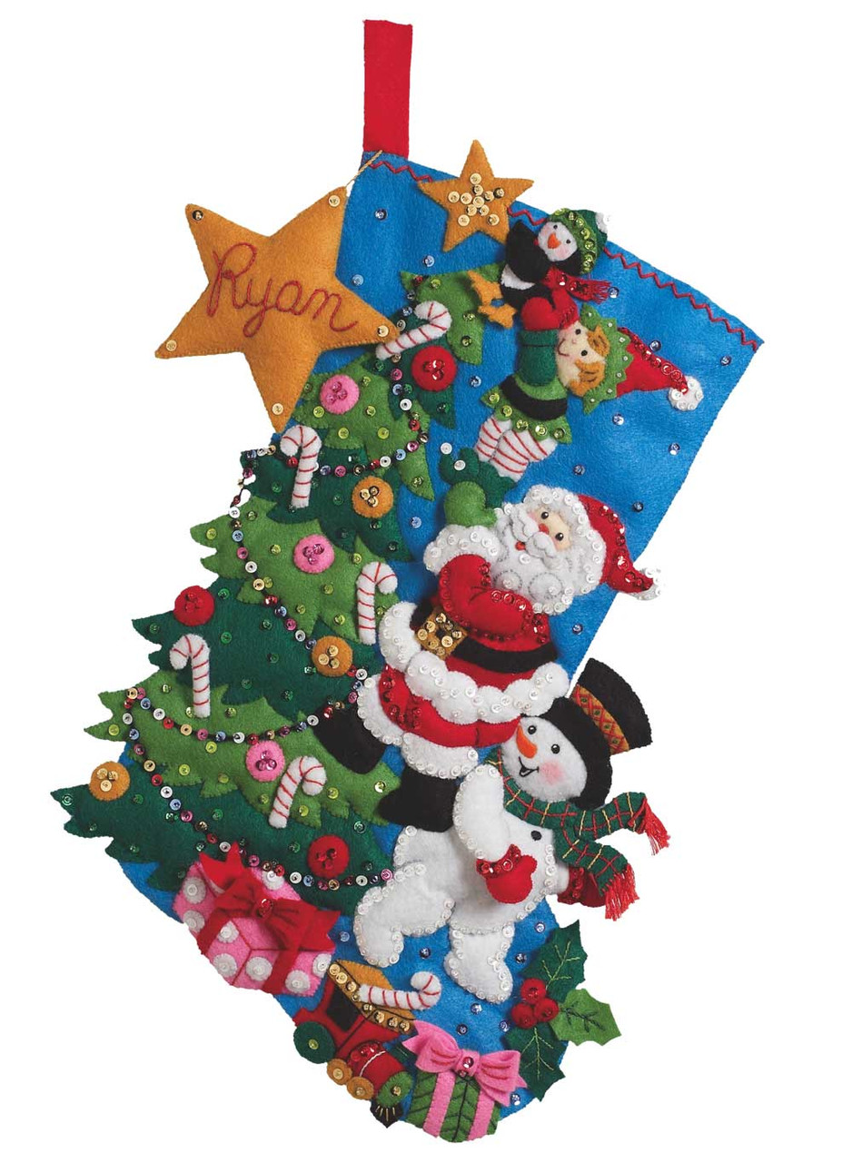 Bucilla Felt Applique Christmas Stocking Kit LAST MINUTE GIFTS Girl 18 in