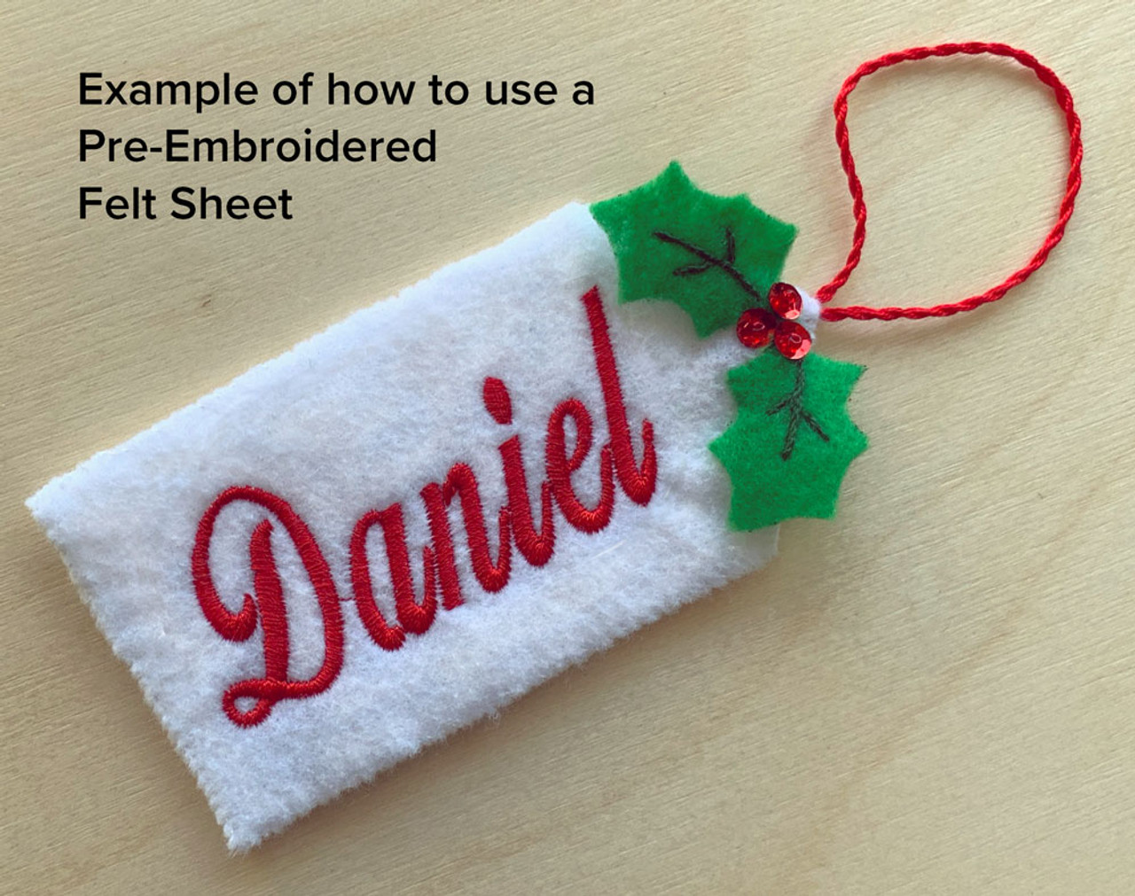 Pre-embroidered Felt Sheet for Stocking Kit Personalization