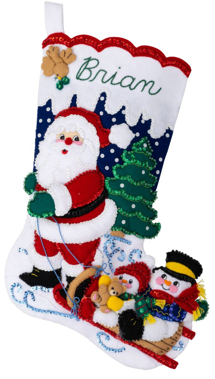 Bucilla 86202 Patchwork Santa Felt Stocking Kit Christmas Quilt for