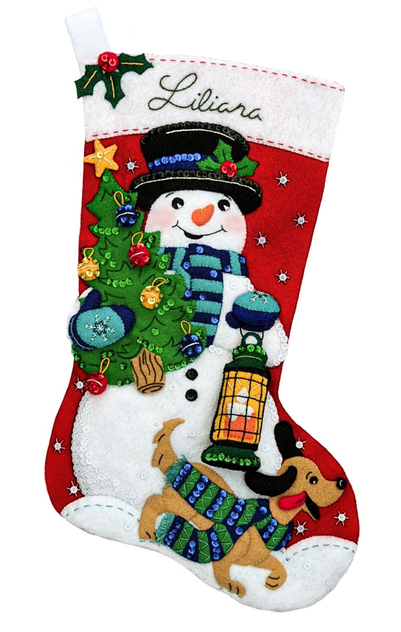 MerryStockings Classic Snowman 18 Felt Christmas Stocking Kit