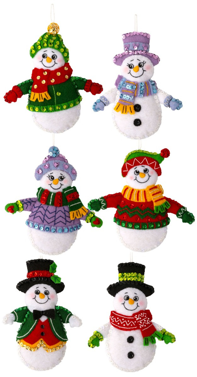 Bucilla Felt Ornaments Applique Kit Set of 6 - Snow Much Fun