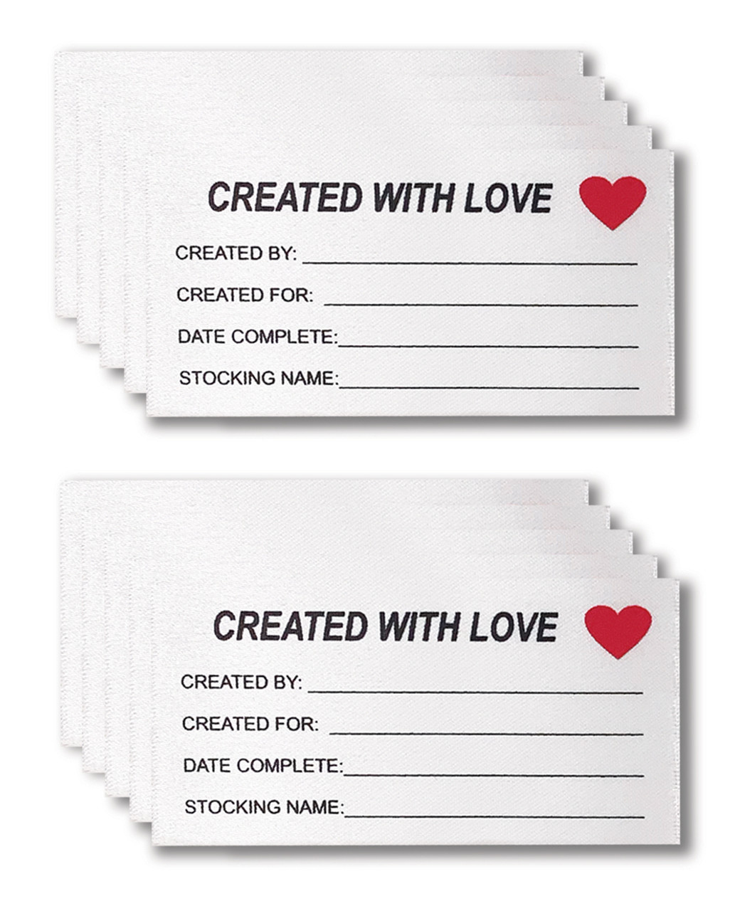 Created with Love Woven Fabric Label (10 Pack) for Bucilla Felt