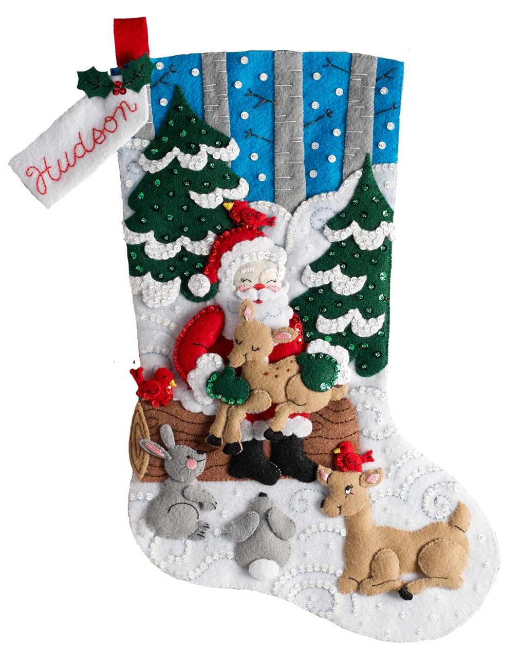 Bucilla Felt Applique Stocking Kit - Santa's Forest Family