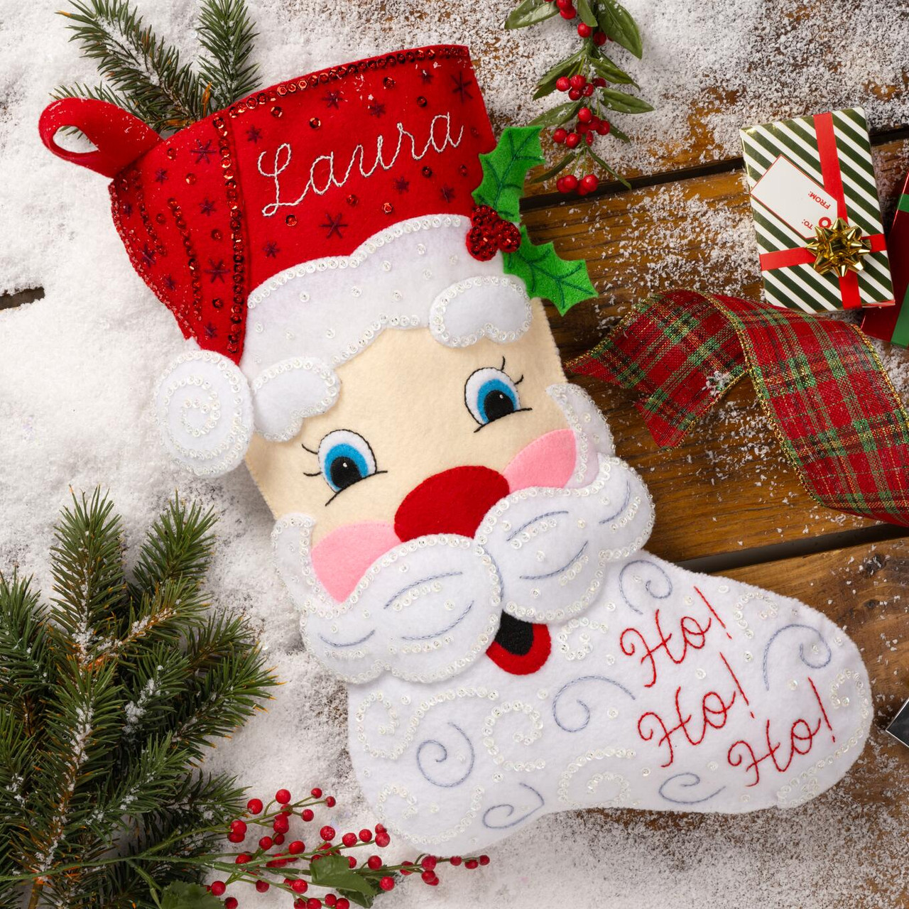 Cheerful Santa Felt stocking kit from Bucilla available at