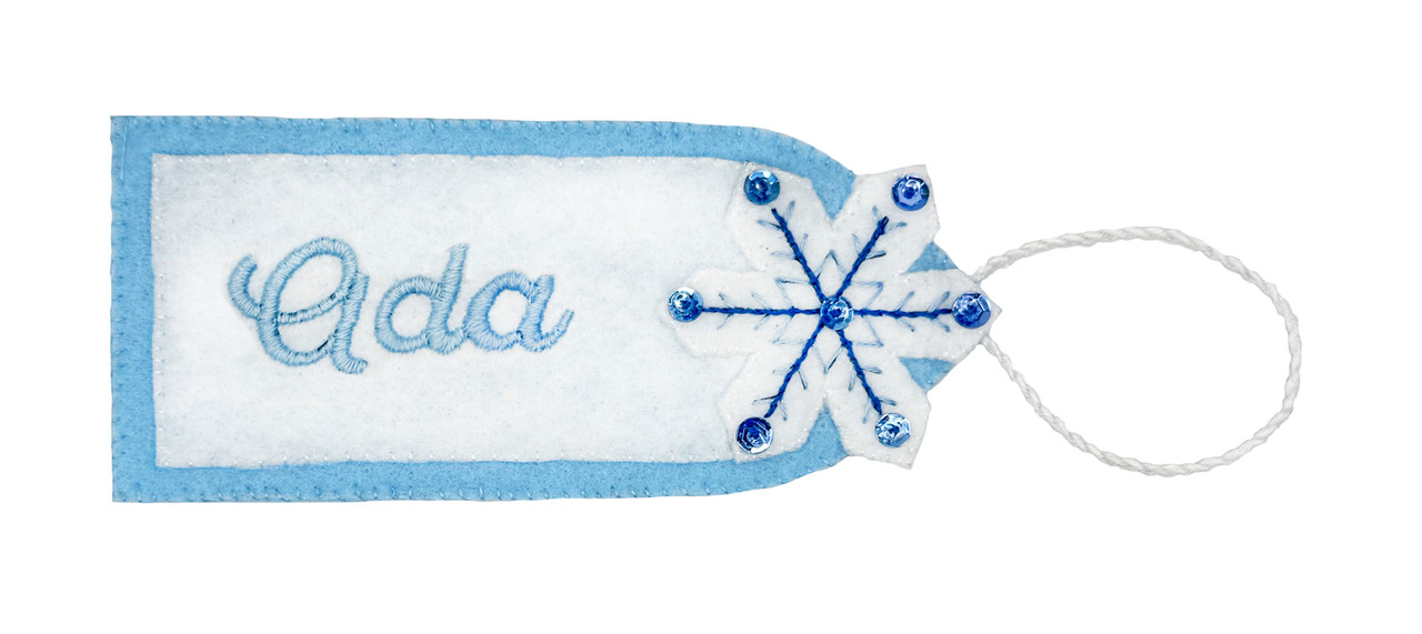 MerryStockings Personalized Name Tag Kit Snowflake Satin or Outline