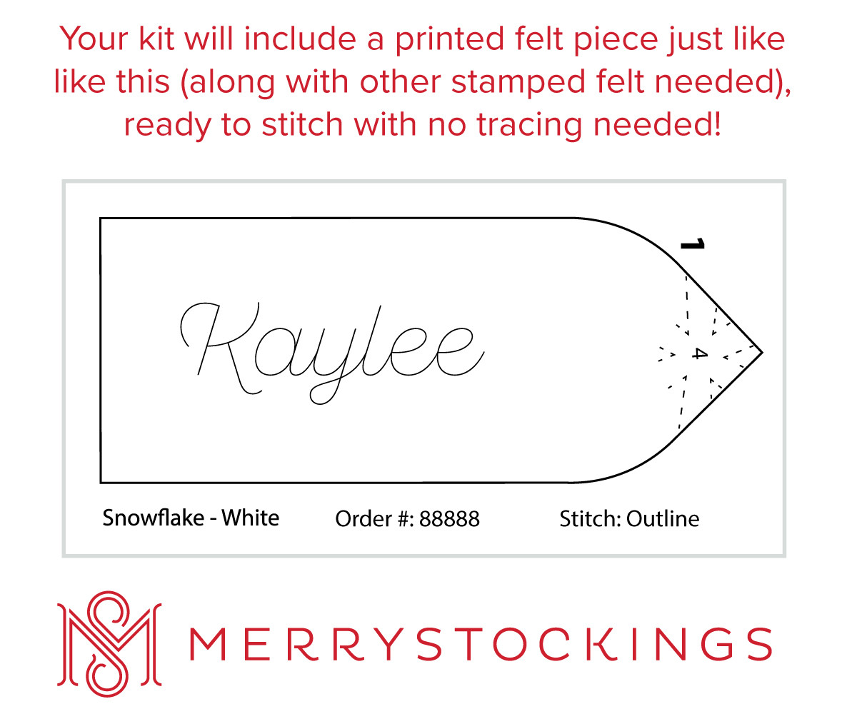 MerryStockings Personalized Name Tag Kit Snowflake Satin or Outline