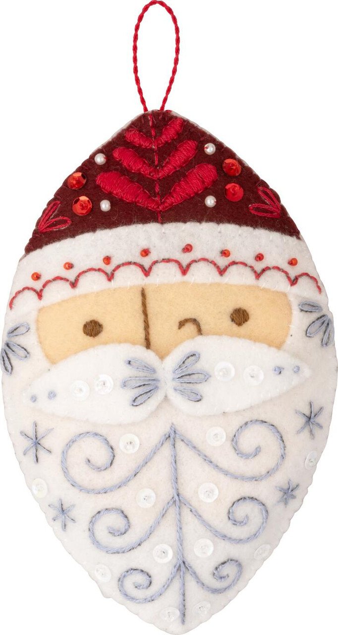 Santa's Nordic Felt Ornament kit from Bucilla, set of 6, available