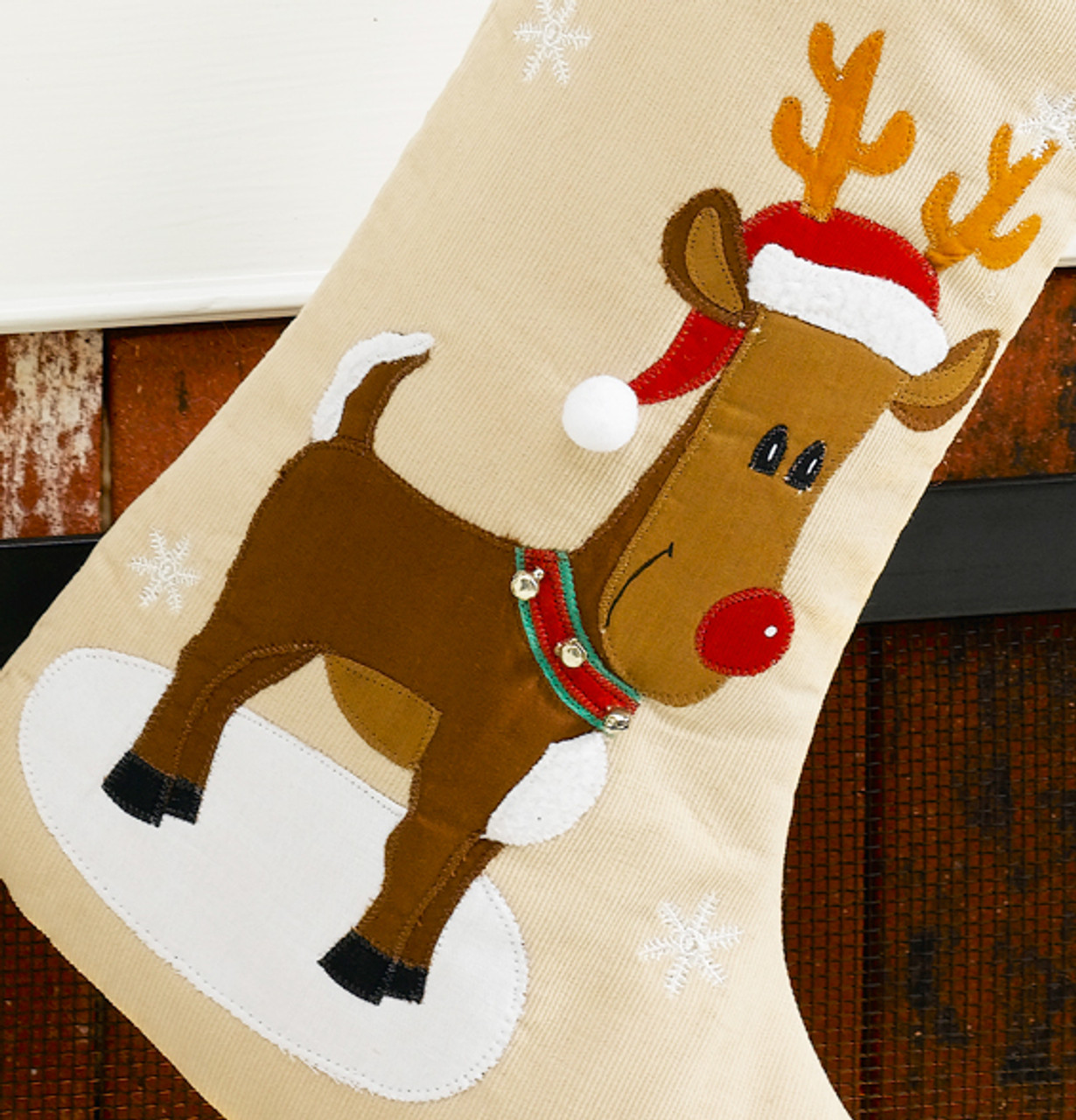 Needlepoint Personalized Christmas Stocking: Santa & Reindeers