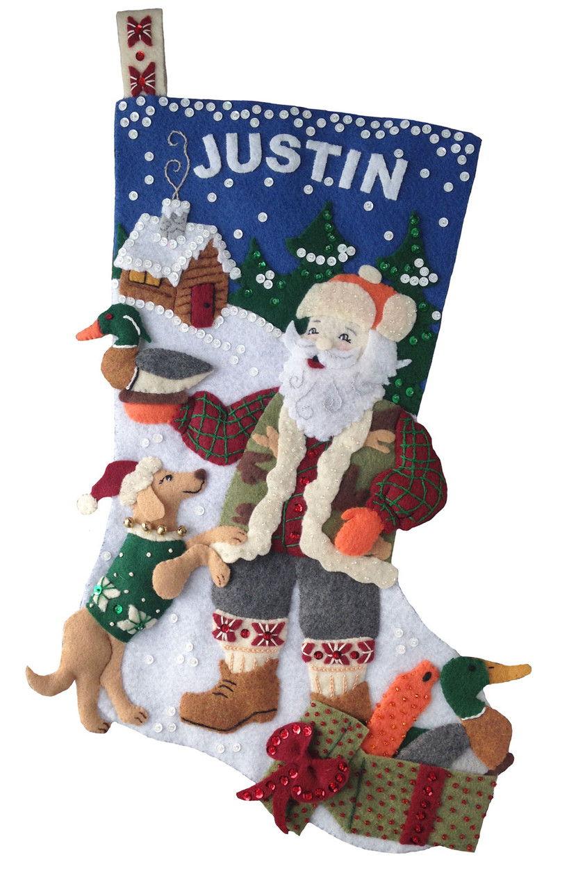 MerryStockings Outdoorsman Santa 18 Felt Christmas Stocking Kit
