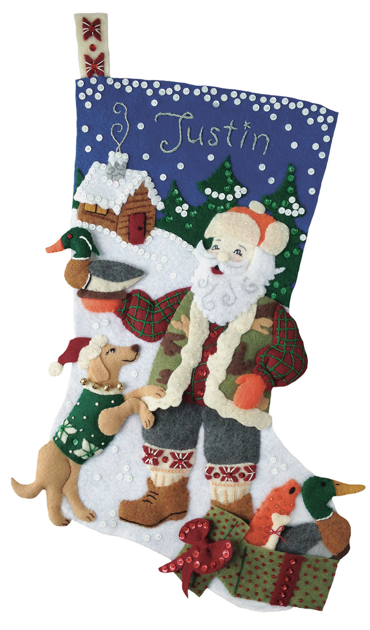 Outdoorsman Santa Felt Stocking Kit