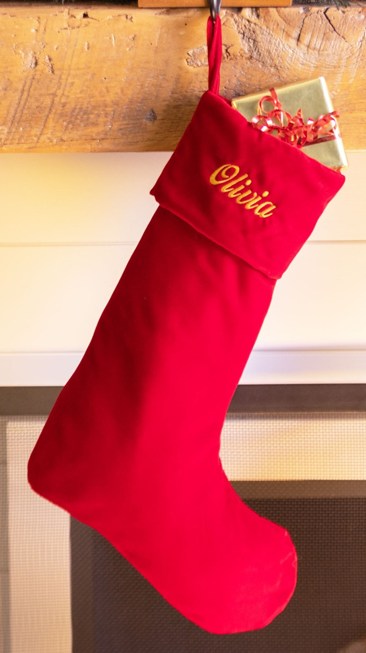 Red Velvet Personalized Christmas Stocking by MerryStockings