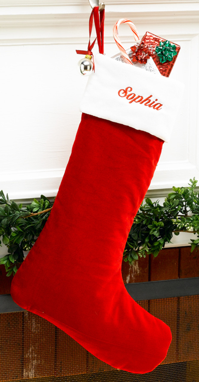 Red Velvet Personalized Christmas Stocking by MerryStockings -  MerryStockings