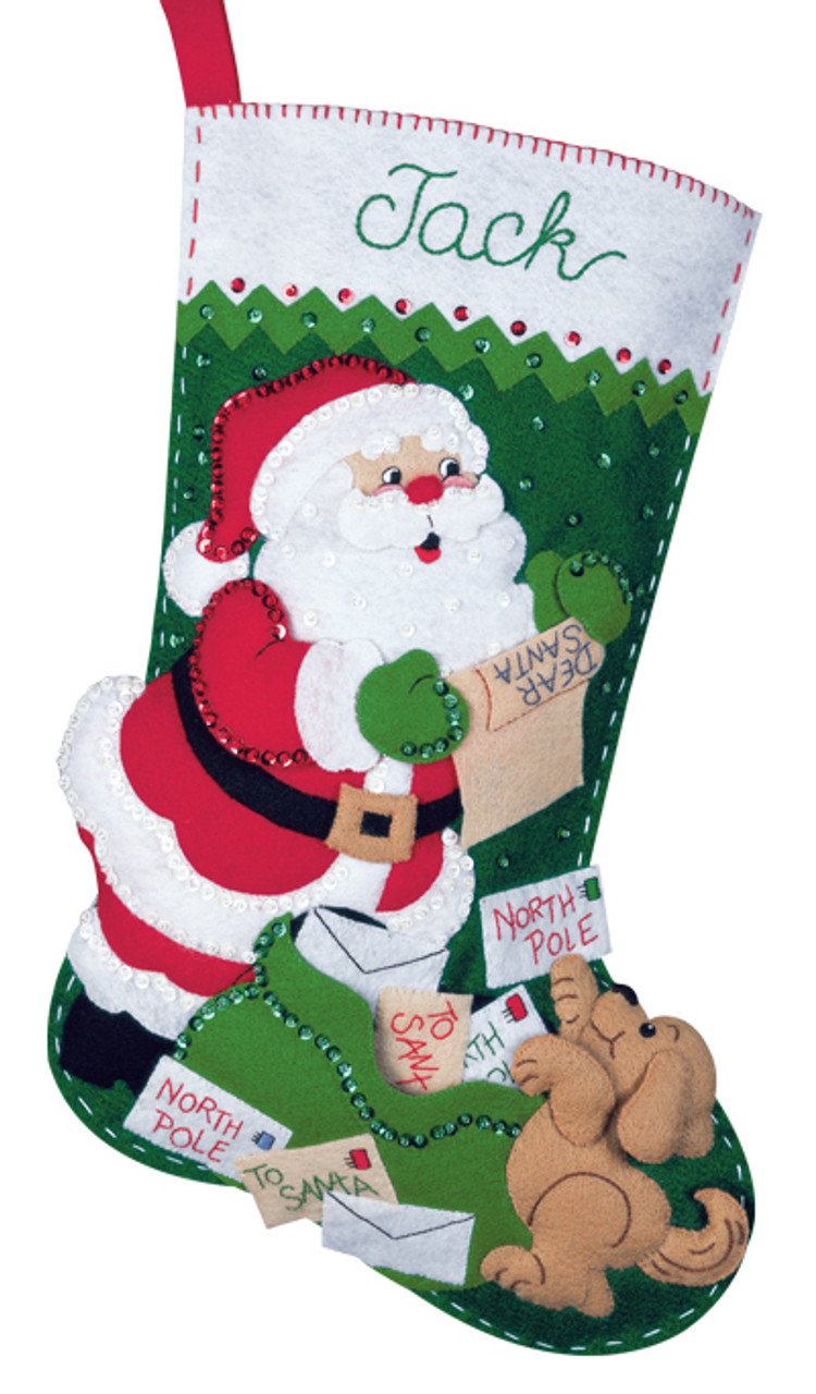 Bucilla Felt Applique Christmas Stocking Kit LAST MINUTE GIFTS Girl 18 in