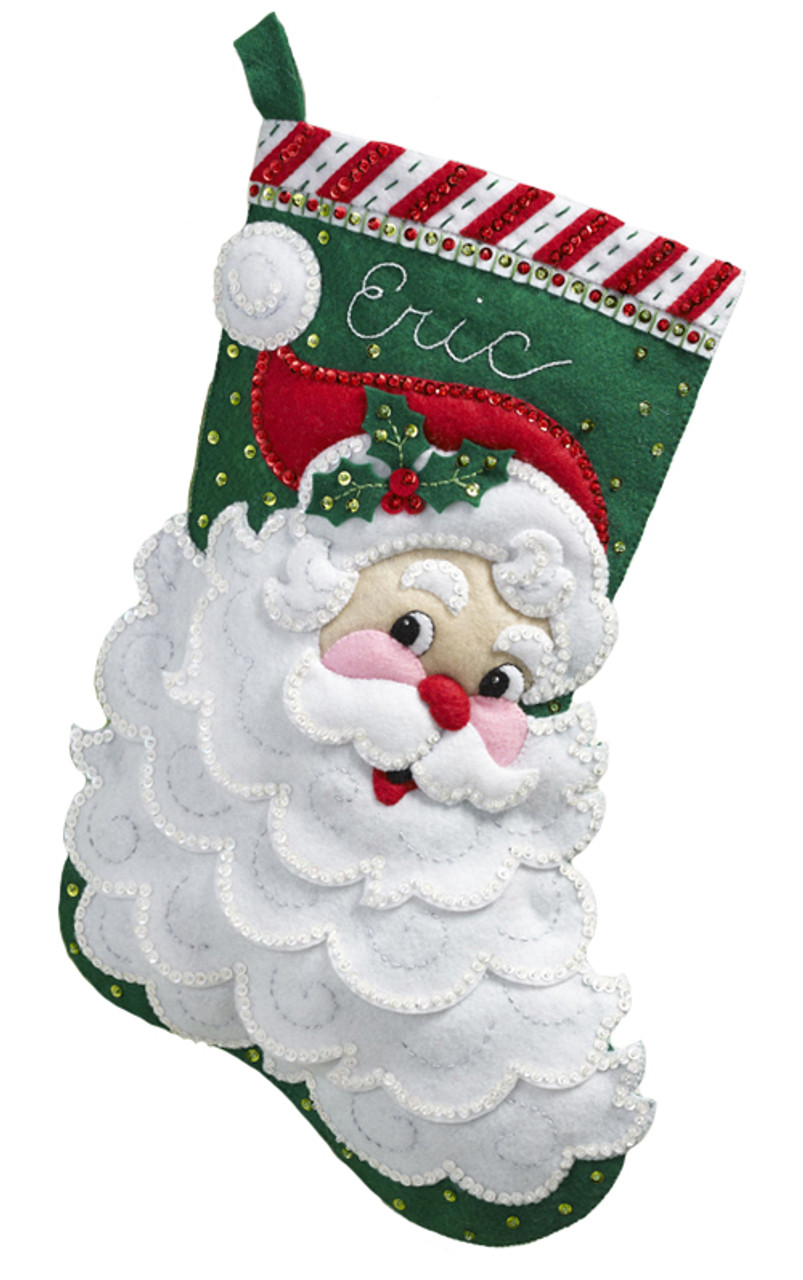 Bucilla Felt Stocking Applique Kit 18 Long-Watching For Santa, 1