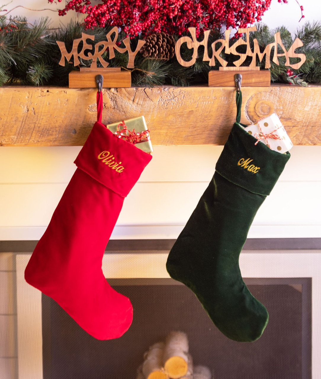 Green Santa Stocking  Needlepoint christmas stockings, Christmas