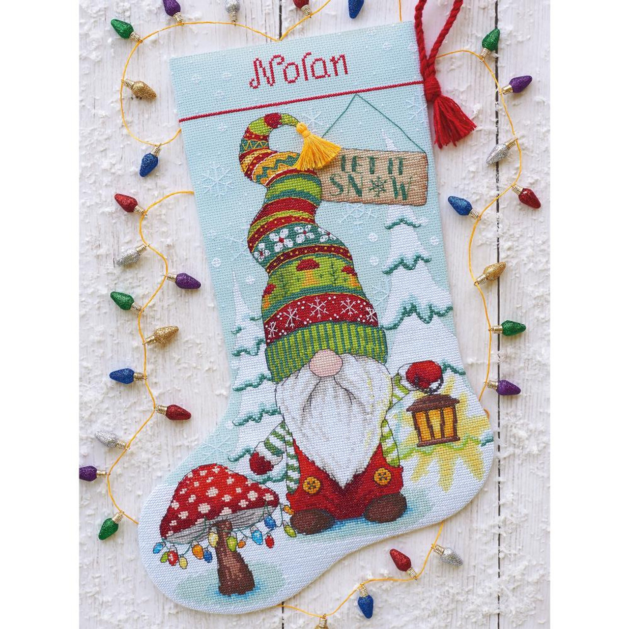 Gnome Cross Stitch Christmas Stocking Kit - MerryStockings