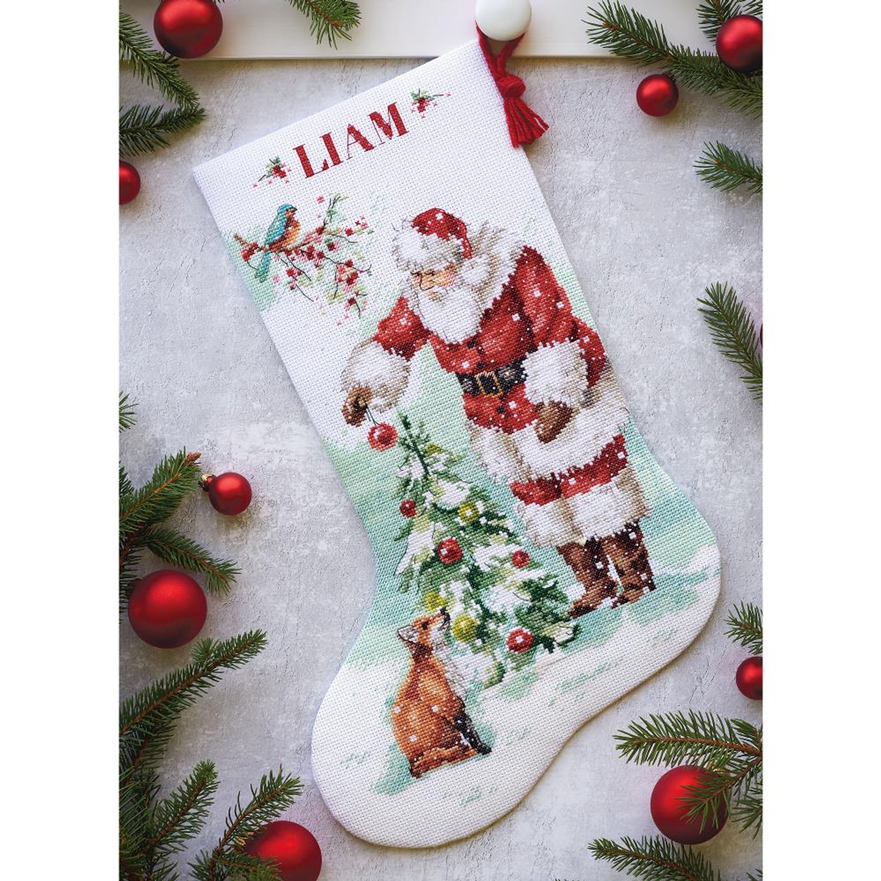 Gnome Cross Stitch Christmas Stocking Kit - MerryStockings