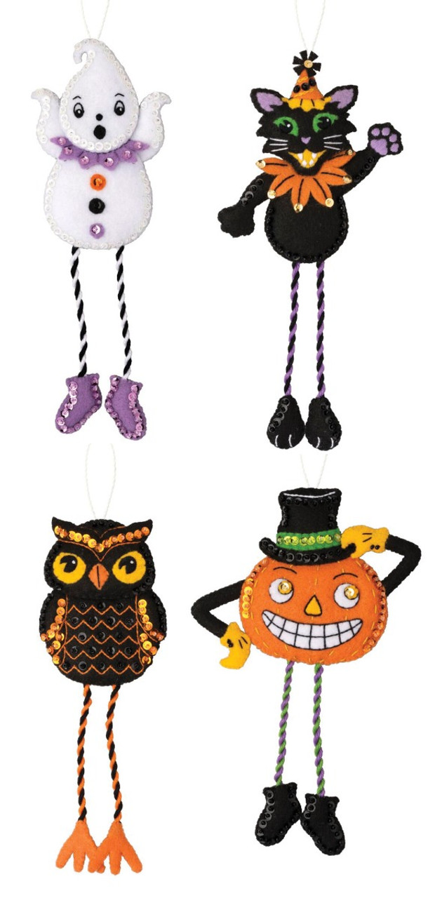 Bucilla Felt Ornaments Applique Kit Set of 4 - Halloween Squad